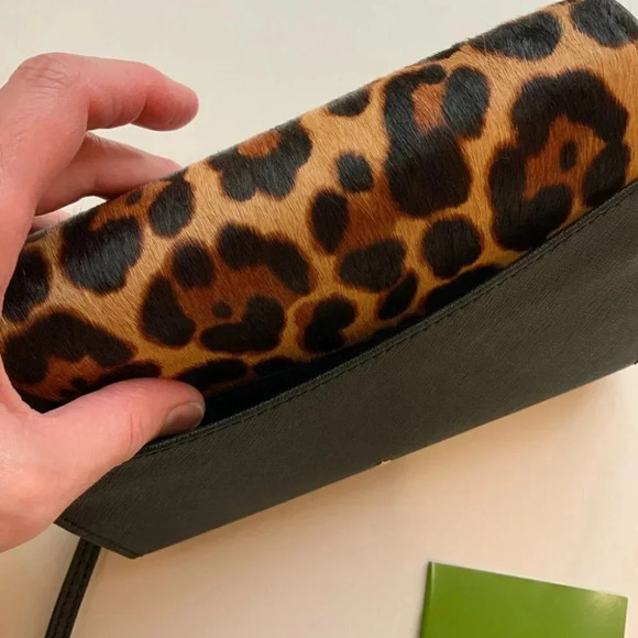 Rare KATE SPADE Black Run Wild Leopard Leather Crossbody Bag - Picture 11 of 16